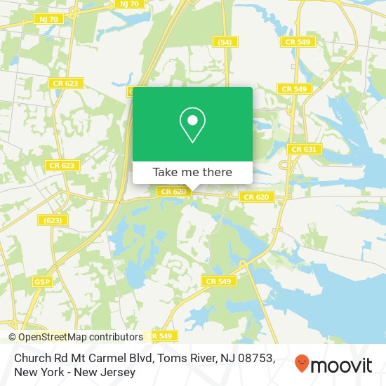 Mapa de Church Rd Mt Carmel Blvd, Toms River, NJ 08753