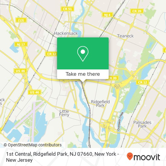 Mapa de 1st Central, Ridgefield Park, NJ 07660