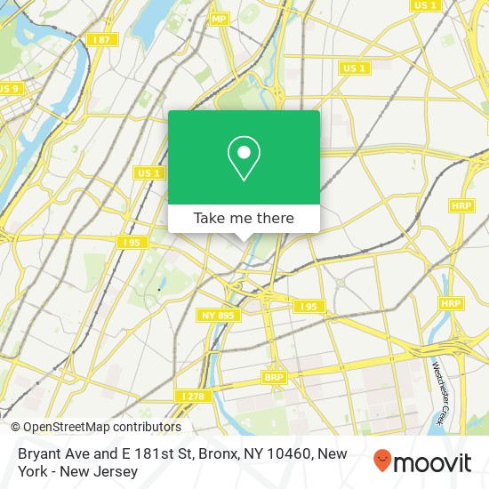 Bryant Ave and E 181st St, Bronx, NY 10460 map