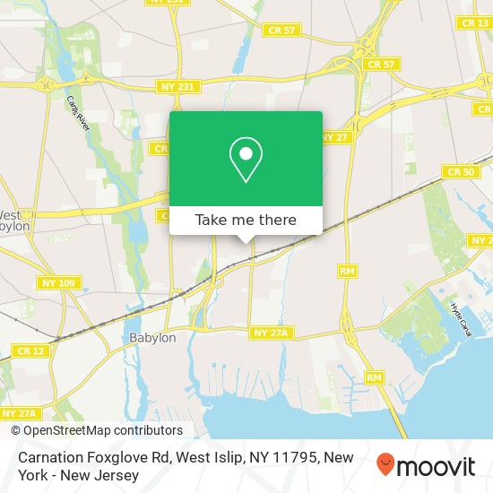 Mapa de Carnation Foxglove Rd, West Islip, NY 11795