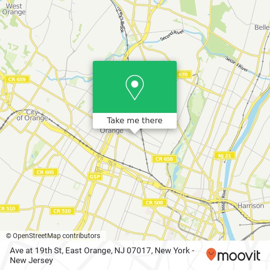 Mapa de Ave at 19th St, East Orange, NJ 07017