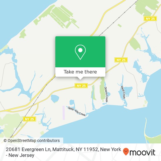 Mapa de 20681 Evergreen Ln, Mattituck, NY 11952
