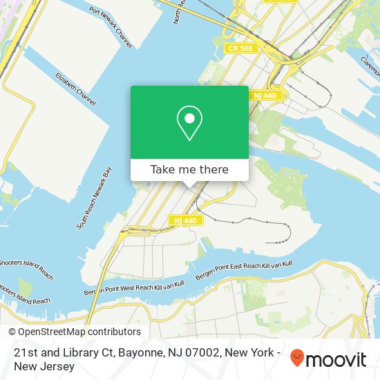 Mapa de 21st and Library Ct, Bayonne, NJ 07002