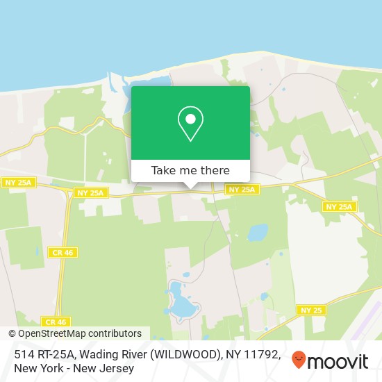 Mapa de 514 RT-25A, Wading River (WILDWOOD), NY 11792
