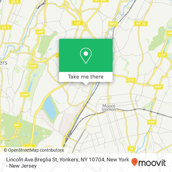 Mapa de Lincoln Ave Breglia St, Yonkers, NY 10704