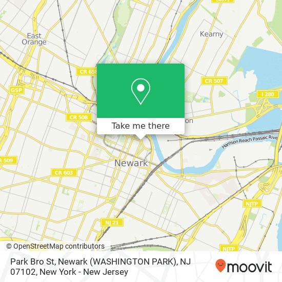 Mapa de Park Bro St, Newark (WASHINGTON PARK), NJ 07102