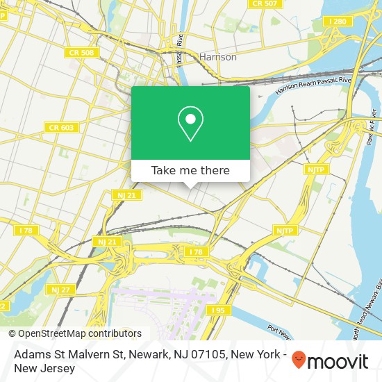 Adams St Malvern St, Newark, NJ 07105 map