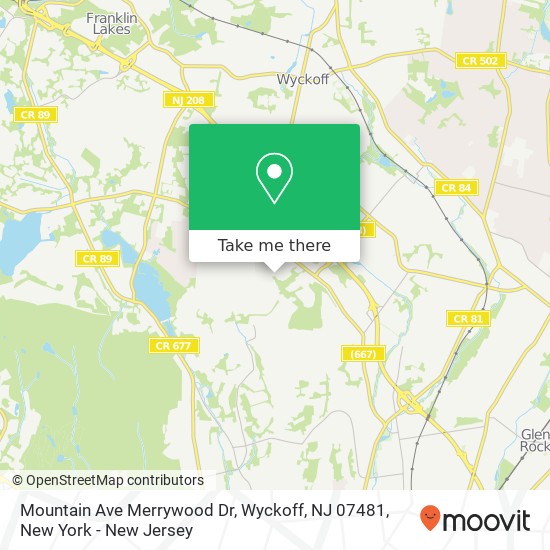 Mountain Ave Merrywood Dr, Wyckoff, NJ 07481 map