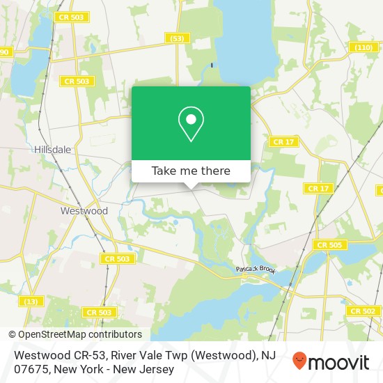 Mapa de Westwood CR-53, River Vale Twp (Westwood), NJ 07675
