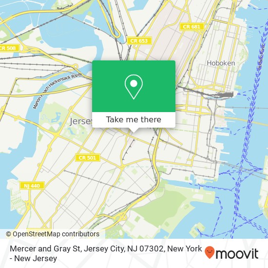 Mapa de Mercer and Gray St, Jersey City, NJ 07302