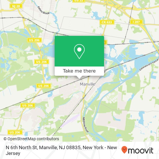 Mapa de N 6th North St, Manville, NJ 08835