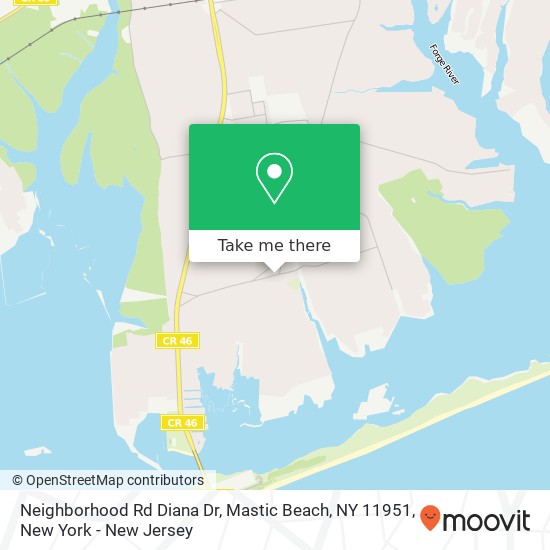 Mapa de Neighborhood Rd Diana Dr, Mastic Beach, NY 11951