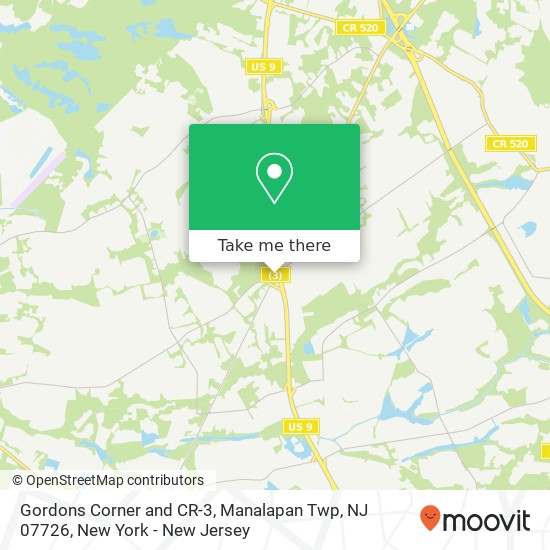 Mapa de Gordons Corner and CR-3, Manalapan Twp, NJ 07726