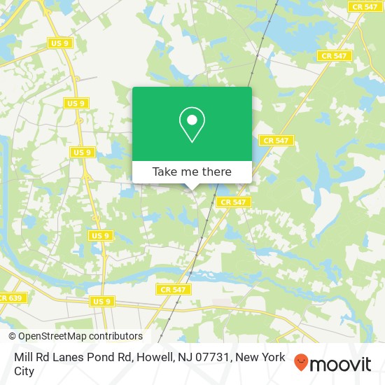 Mapa de Mill Rd Lanes Pond Rd, Howell, NJ 07731