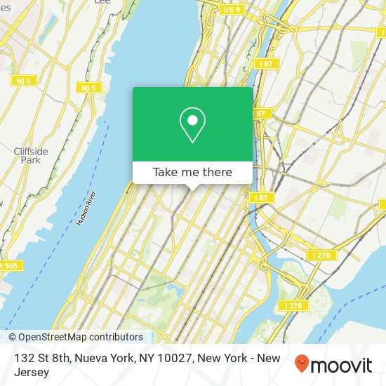 Mapa de 132 St 8th, Nueva York, NY 10027