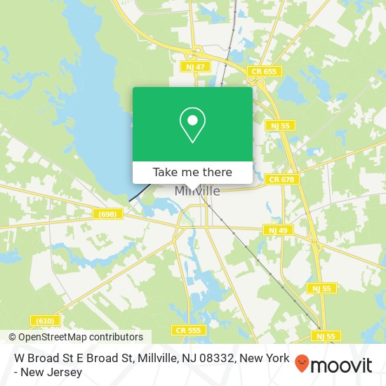 Mapa de W Broad St E Broad St, Millville, NJ 08332