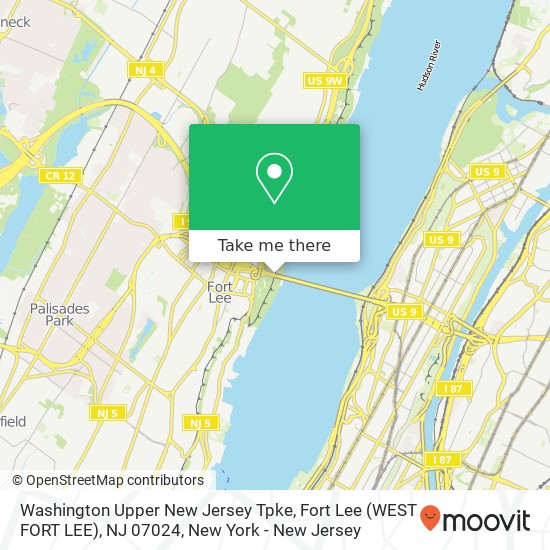 Washington Upper New Jersey Tpke, Fort Lee (WEST FORT LEE), NJ 07024 map