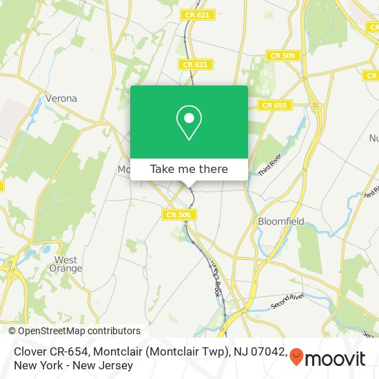 Clover CR-654, Montclair (Montclair Twp), NJ 07042 map
