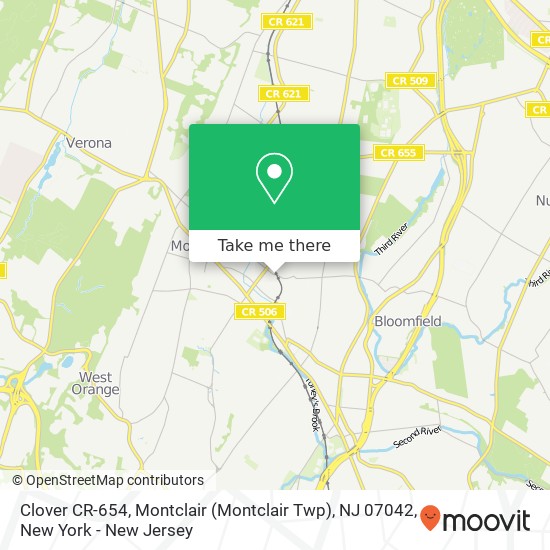 Mapa de Clover CR-654, Montclair (Montclair Twp), NJ 07042