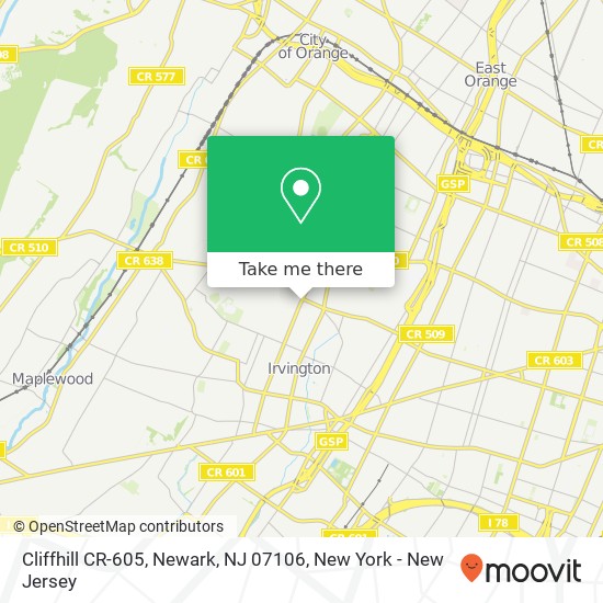 Cliffhill CR-605, Newark, NJ 07106 map