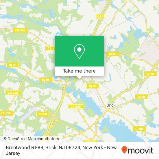 Mapa de Brentwood RT-88, Brick, NJ 08724