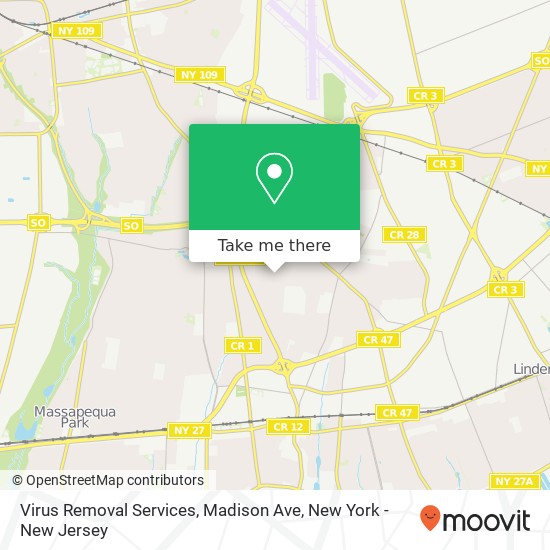 Virus Removal Services, Madison Ave map