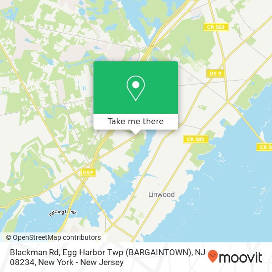 Mapa de Blackman Rd, Egg Harbor Twp (BARGAINTOWN), NJ 08234