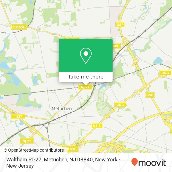 Waltham RT-27, Metuchen, NJ 08840 map