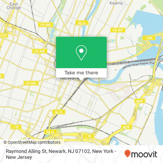 Mapa de Raymond Alling St, Newark, NJ 07102