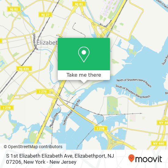 Mapa de S 1st Elizabeth Elizabeth Ave, Elizabethport, NJ 07206