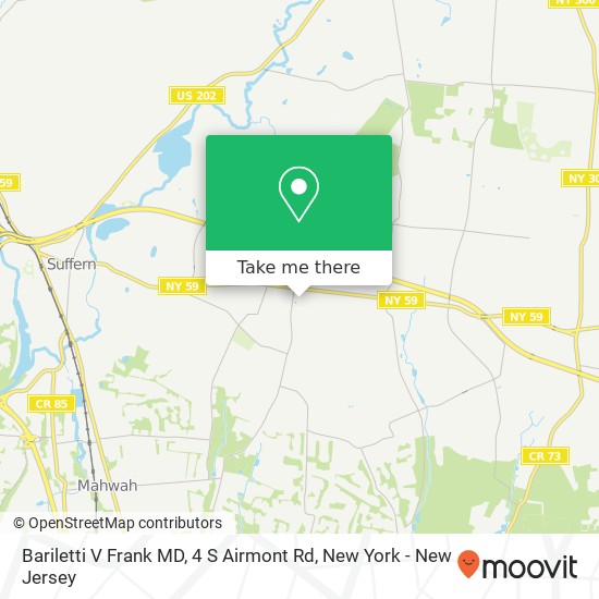 Mapa de Bariletti V Frank MD, 4 S Airmont Rd