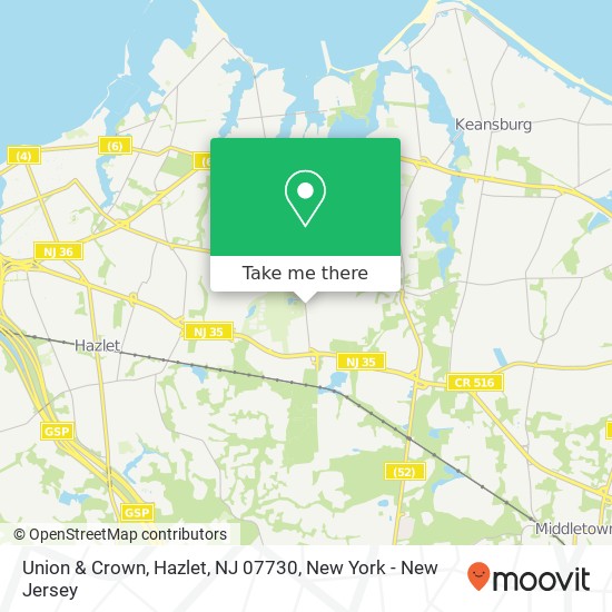 Mapa de Union & Crown, Hazlet, NJ 07730