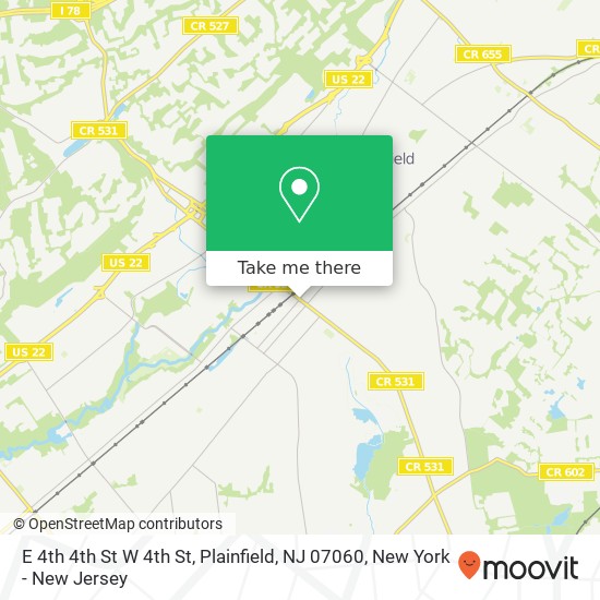 Mapa de E 4th 4th St W 4th St, Plainfield, NJ 07060