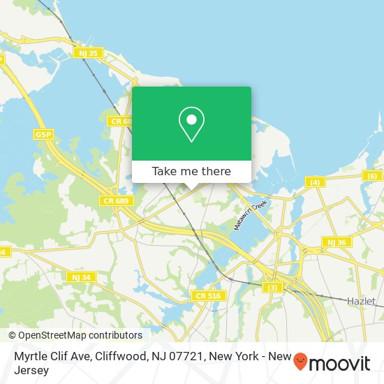 Mapa de Myrtle Clif Ave, Cliffwood, NJ 07721