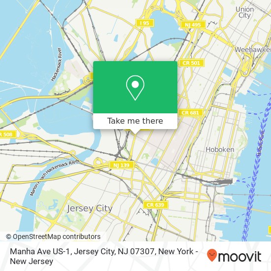 Mapa de Manha Ave US-1, Jersey City, NJ 07307