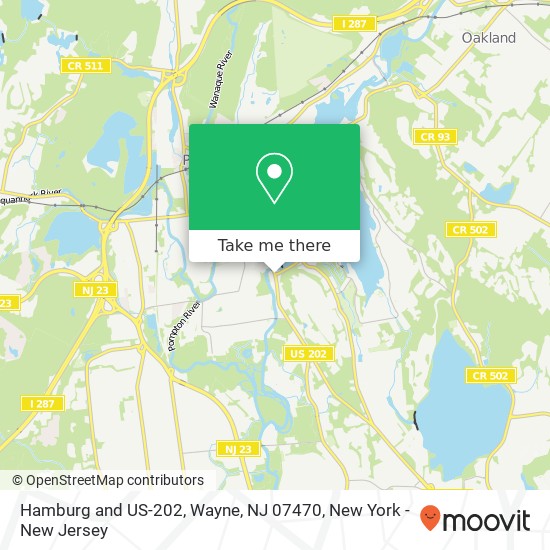 Hamburg and US-202, Wayne, NJ 07470 map