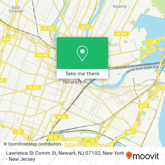 Mapa de Lawrence St Comm St, Newark, NJ 07102