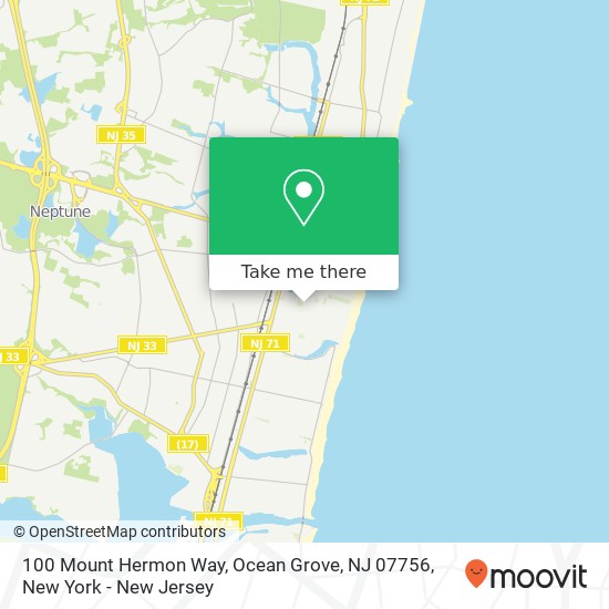 Mapa de 100 Mount Hermon Way, Ocean Grove, NJ 07756