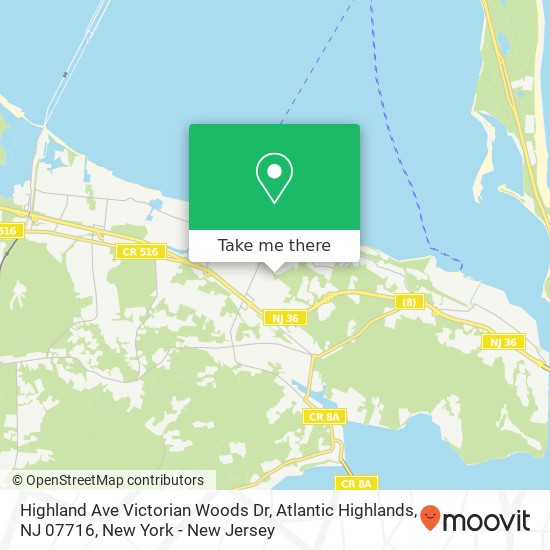 Mapa de Highland Ave Victorian Woods Dr, Atlantic Highlands, NJ 07716