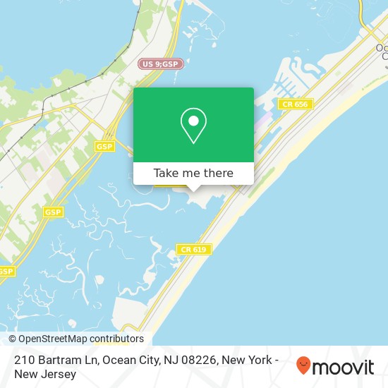 Mapa de 210 Bartram Ln, Ocean City, NJ 08226