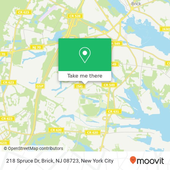 Mapa de 218 Spruce Dr, Brick, NJ 08723