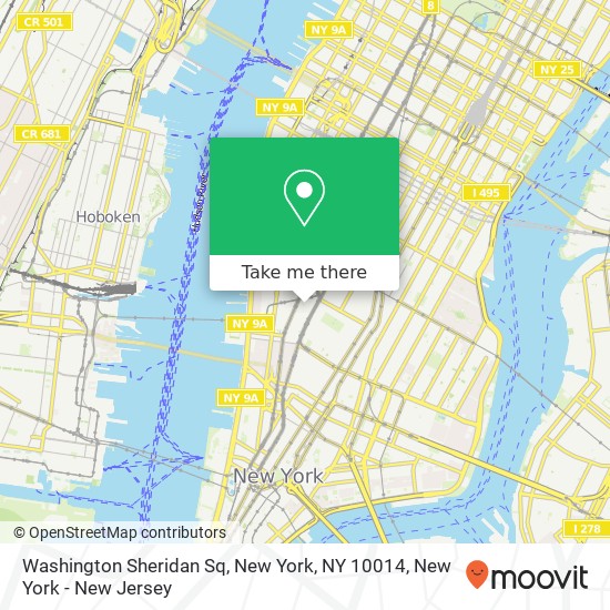 Mapa de Washington Sheridan Sq, New York, NY 10014