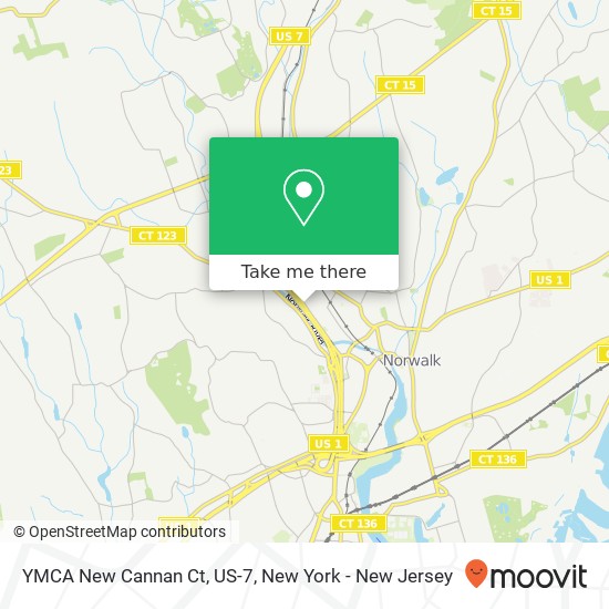 YMCA New Cannan Ct, US-7 map