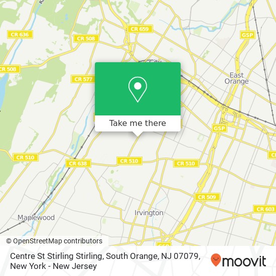 Mapa de Centre St Stirling Stirling, South Orange, NJ 07079