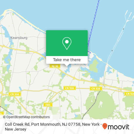 Mapa de Coll Creek Rd, Port Monmouth, NJ 07758