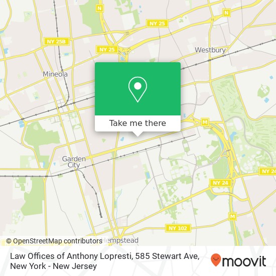 Mapa de Law Offices of Anthony Lopresti, 585 Stewart Ave