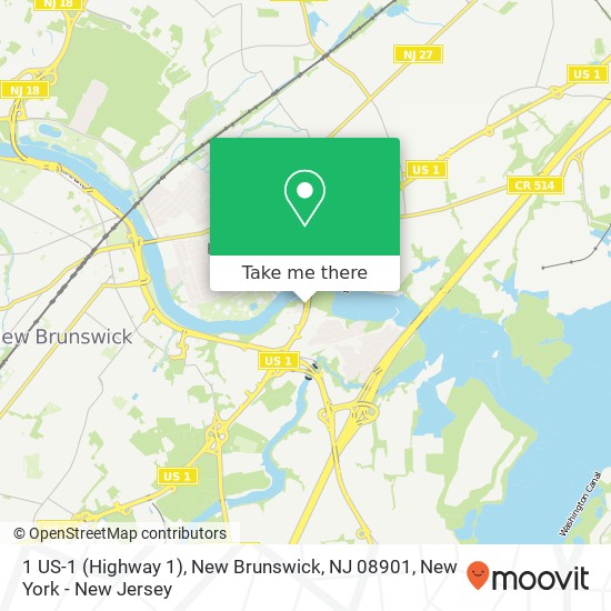 Mapa de 1 US-1 (Highway 1), New Brunswick, NJ 08901