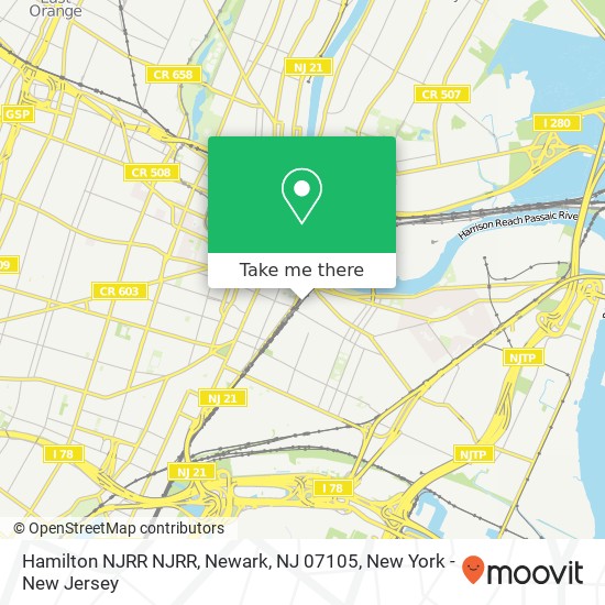 Mapa de Hamilton NJRR NJRR, Newark, NJ 07105