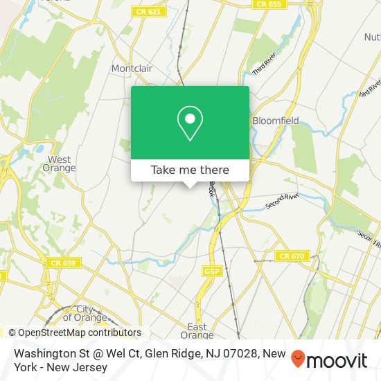 Mapa de Washington St @ Wel Ct, Glen Ridge, NJ 07028