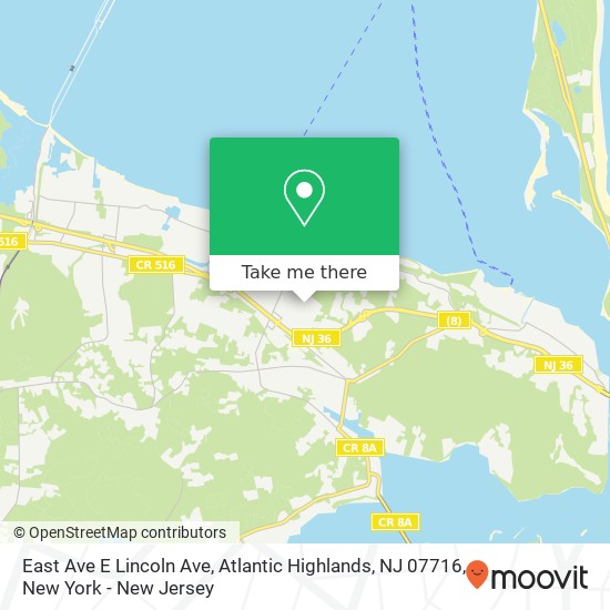 Mapa de East Ave E Lincoln Ave, Atlantic Highlands, NJ 07716